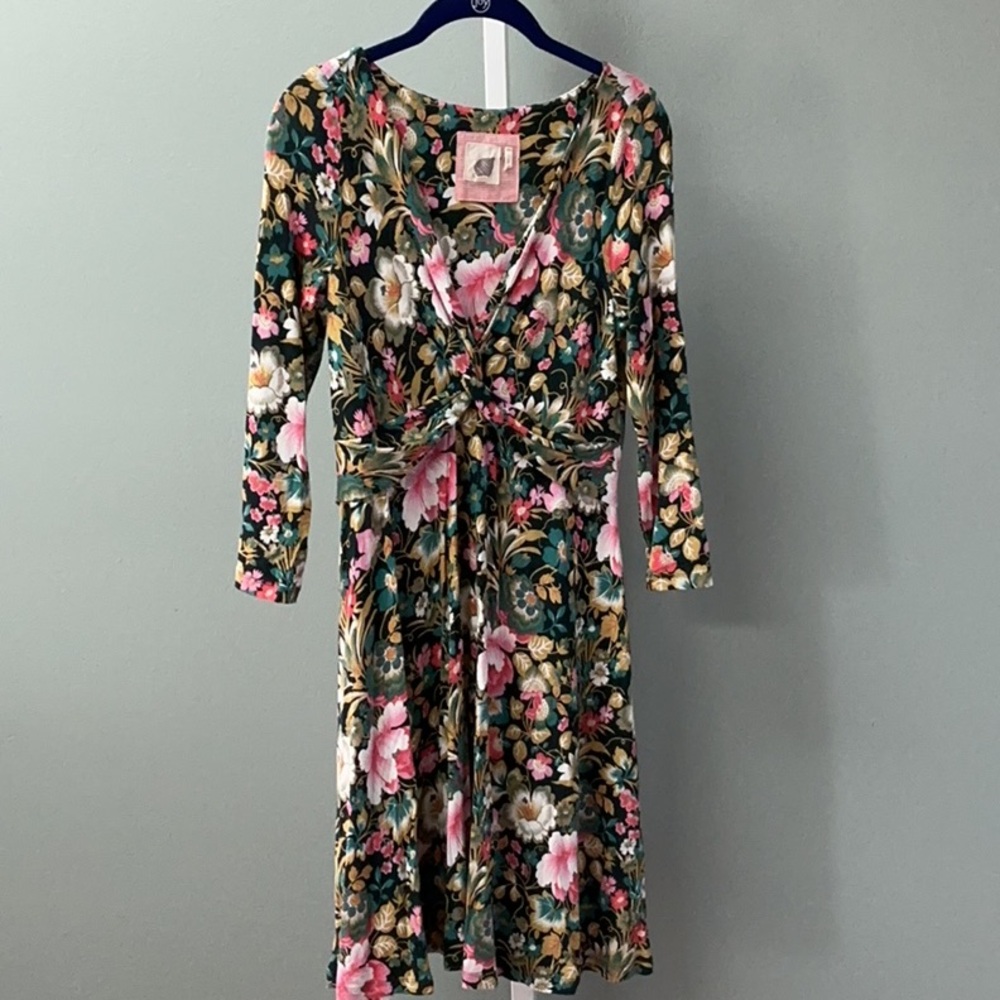 Lilka for Anthropologie Floral Empire waist Long Sleeve dress. S